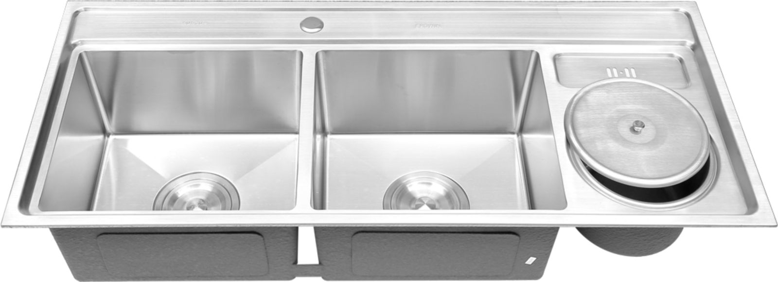 Chậu chén inox sus 304 Erowin 2 HỘC 1 CÁNH CÓ HỘC RÁC - 10646VK