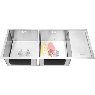  CHẬU RỬA 2 HỘC CÁNH ÂM MẶT ĐÁ - 10045VK