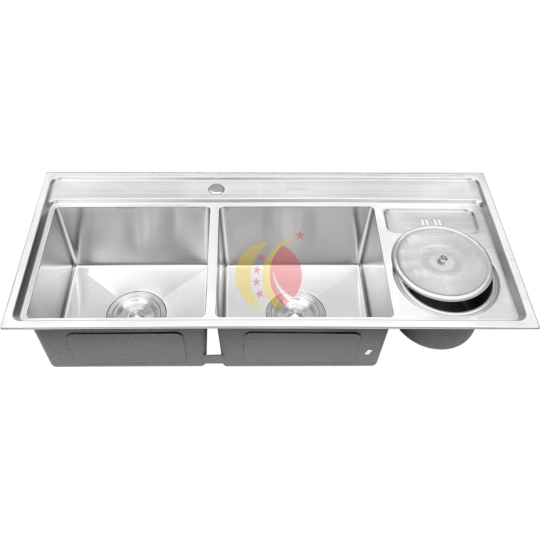CHẬU RỬA 2 HỘC CÁNH CÓ HỘC RÁC - 11848VK